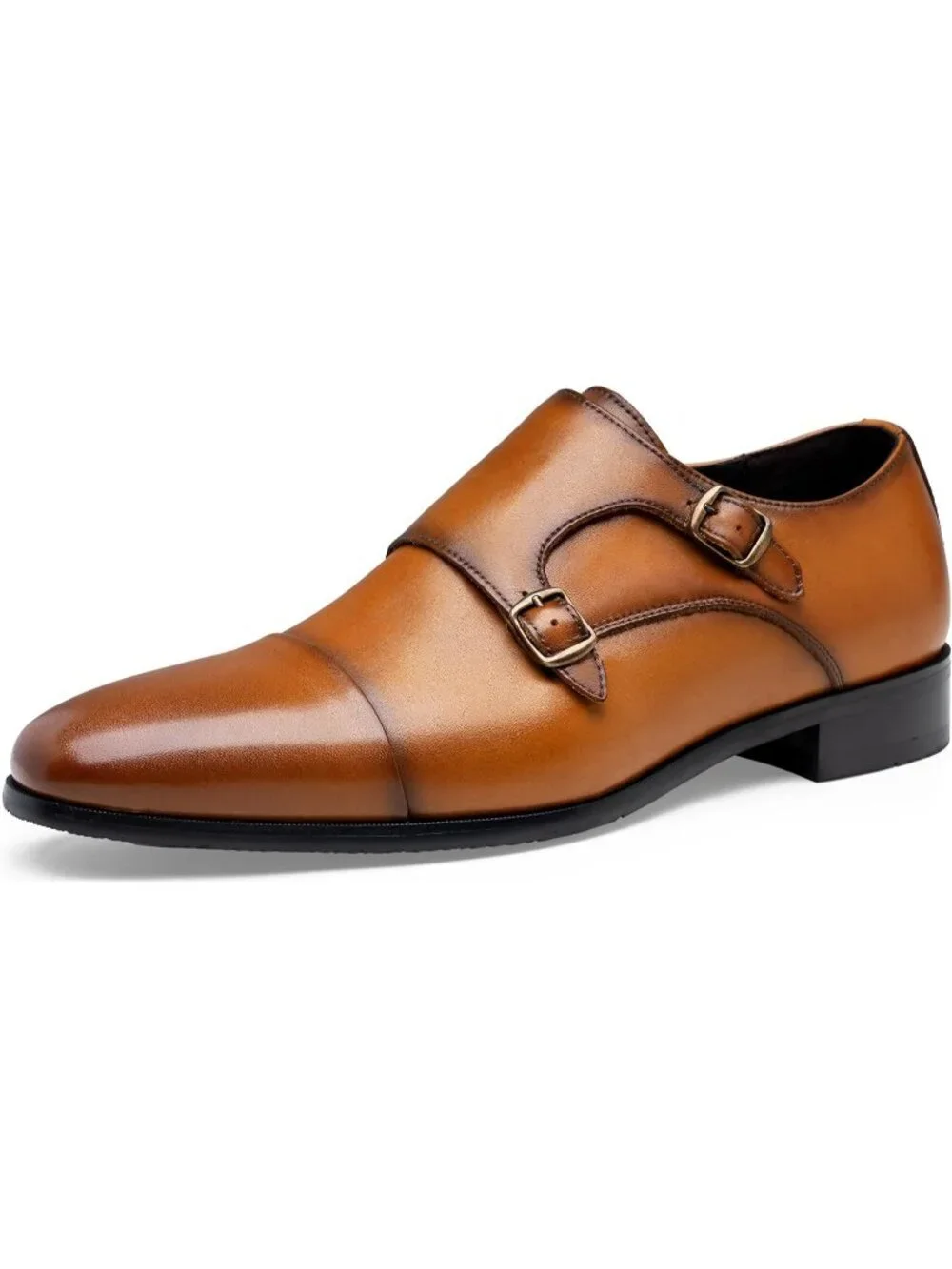 Men's Brown Imported 100% Synthetic Dress Shoes for Monk Strap Loafers